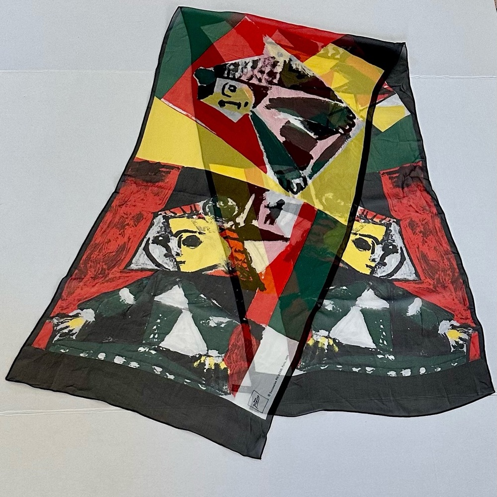 🌟HP🌟VTG 1999 Succession Pablo Picasso "Las Meninas" 100% Silk Chiffon Scarf ITLY